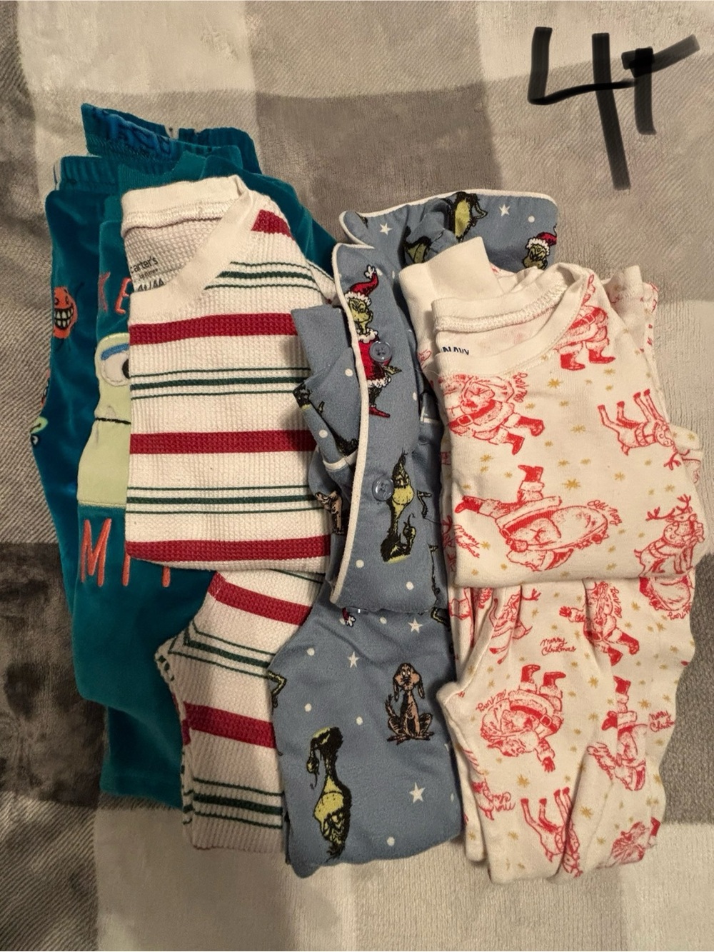 Baby Holiday Pajama Bundle - Striped, Blue Dr. Seuss & Red Print